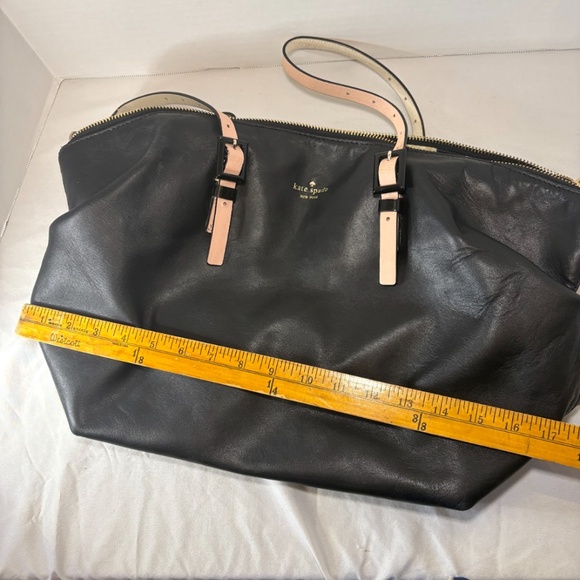 Kate Spade New York Waverly St. Drew Satchel 12x18" Black bag w/ White/Pink - Picture 7 of 14